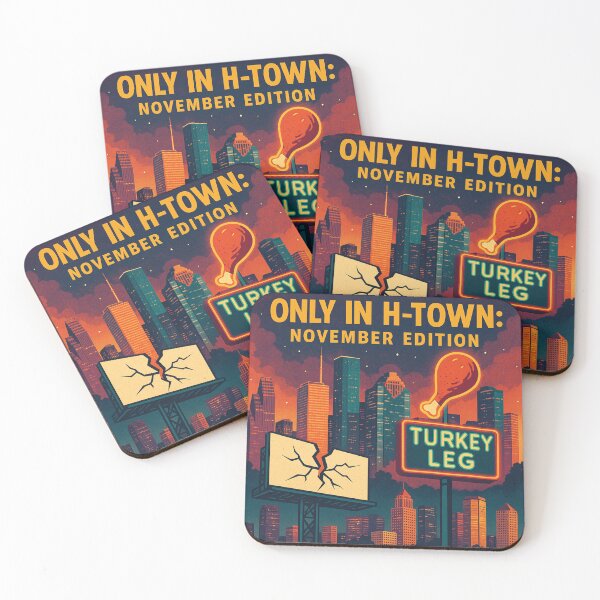 Item preview, Only in H-Town November Edition – Retro Houston Skyline & Turkey Leg designed and sold by POD DYNASTY | Original Print On Demand T-Shirt Graphics.
