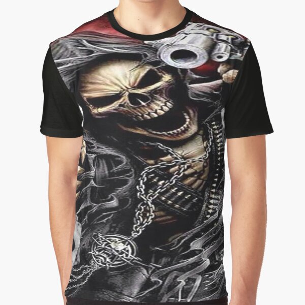 Skeleton With Guns T Shirts Redbubble - black skeleton t shirt roblox
