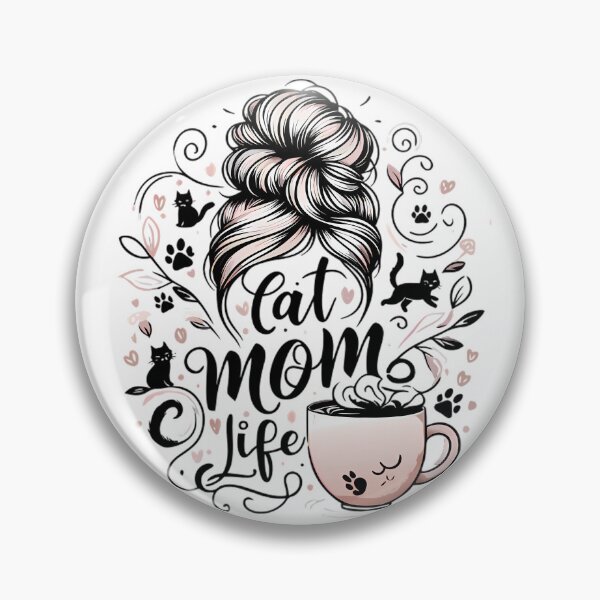Item preview, Cat Mom Life Messy Bun Coffee Cup Pink Design designed and sold by DrawDrip.