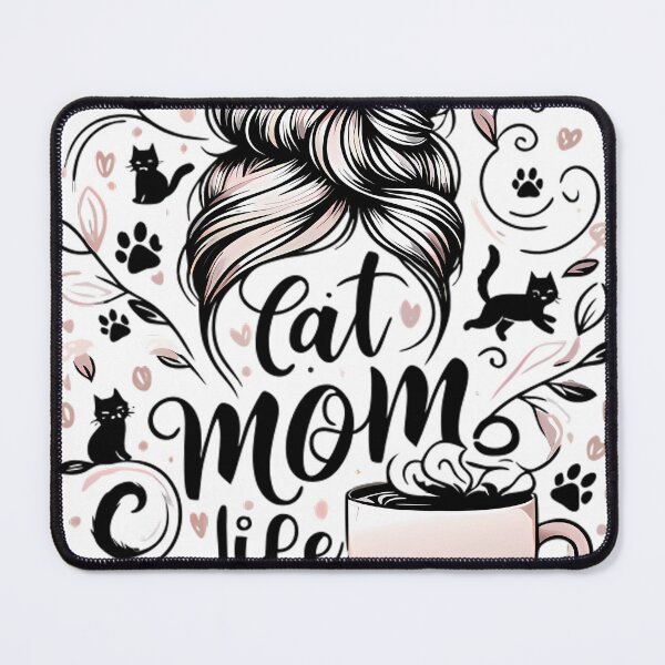 Item preview, Cat Mom Life Messy Bun Coffee Cup Pink Design designed and sold by DrawDrip.