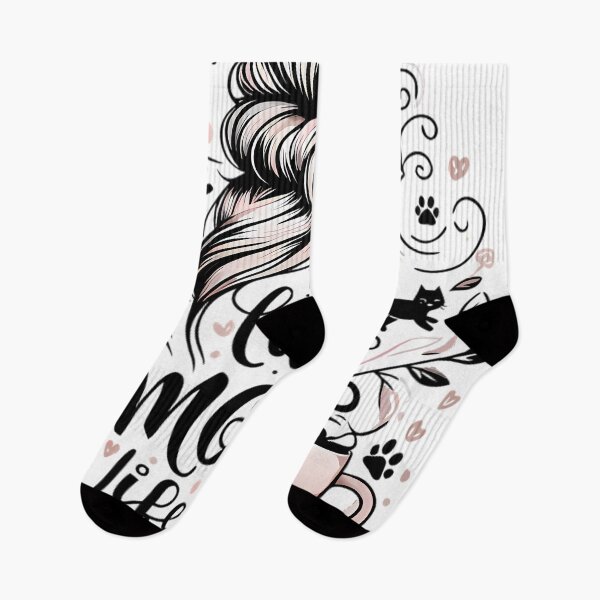 Artikelvorschau, Katzenmama-Leben Messy Bun Kaffeetasse Rosa Design entworfen und verkauft von DrawDrip.