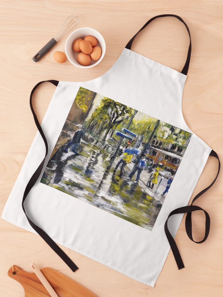 Imagen 1 de 6, Delantal con la obra Paris Street Sketch in The Rain, diseñada y vendida por Randy Sprout Fine Art.
