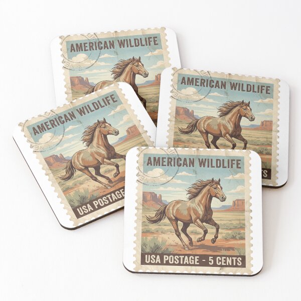 Item preview, Vintage Wild Mustang Stamp Retro Art designed and sold by EverBranz-stor.