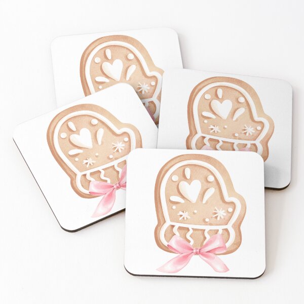 Item preview, Iced Cookie Mitten with Pink Bow – Watercolor Coquette Christmas Treat | Soft Girl Era Winter Aesthetic designed and sold by DivinePassion.
