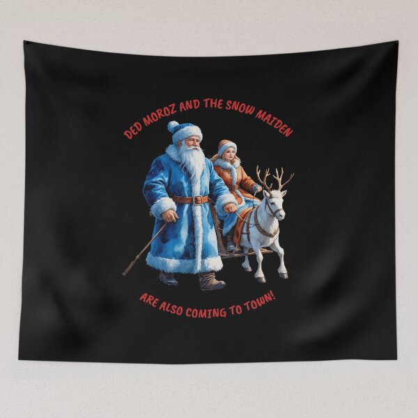Item preview, Ded Moroz and the Snow Maiden Winter Holiday Design - BLACK designed and sold by PAPIRO SIGLO XXI.
