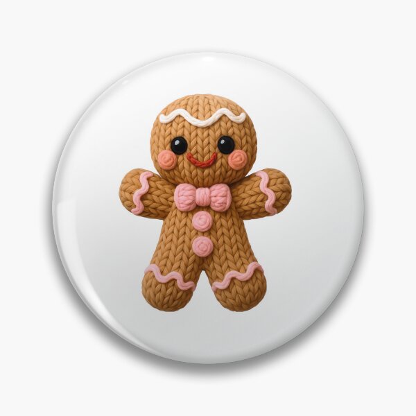 Item preview, Chunky Knit Gingerbread Man with Pink Bow | Cute Christmas Design designed and sold by Polarisofficial.