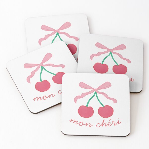 Item preview, mon cheri red cherries with pink bow  designed and sold by winterpumpkin.