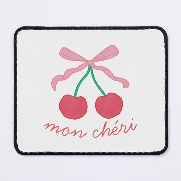 Item preview, mon cheri red cherries with pink bow  designed and sold by winterpumpkin.