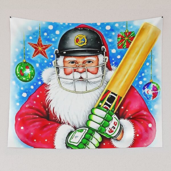 Item preview, Santa playing cricket.   designed and sold by Nomad-Maynard.