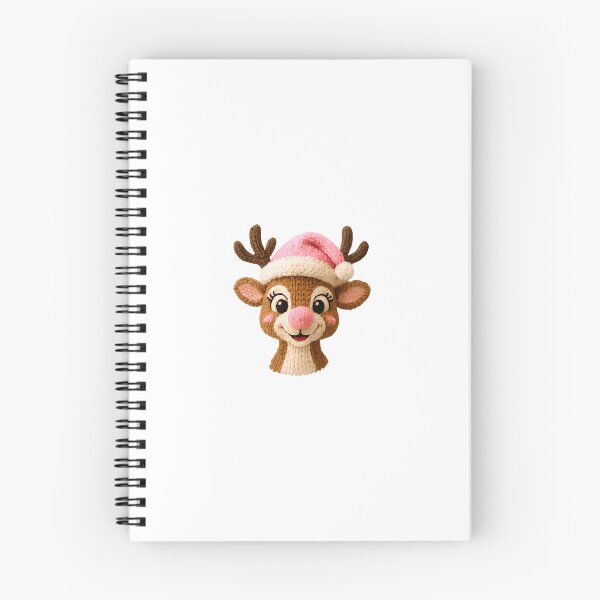 Item preview, Christmas Reindeer with Pink Nose and Hat | Kawaii Chunky Knit Design designed and sold by Polarisofficial.