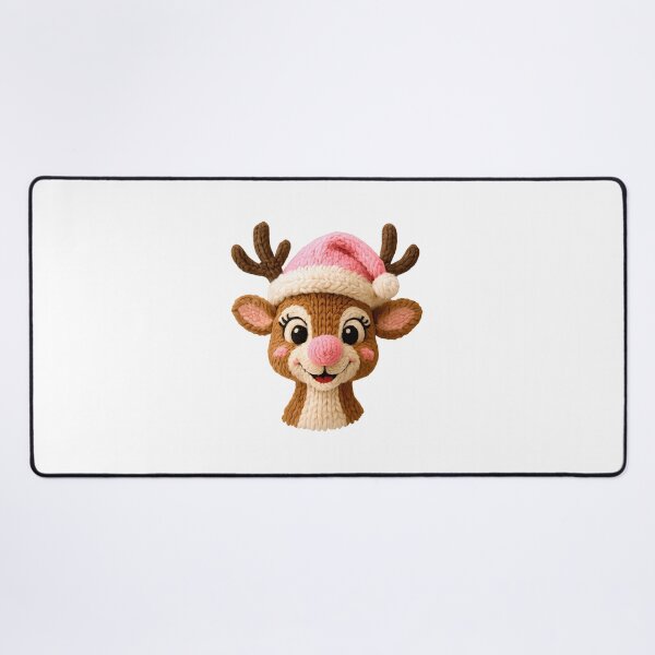 Artikelvorschau, Weihnachts-Rentier mit rosa Nase und Mütze | Kawaii-Grobstrickdesign entworfen und verkauft von Polarisofficial.
