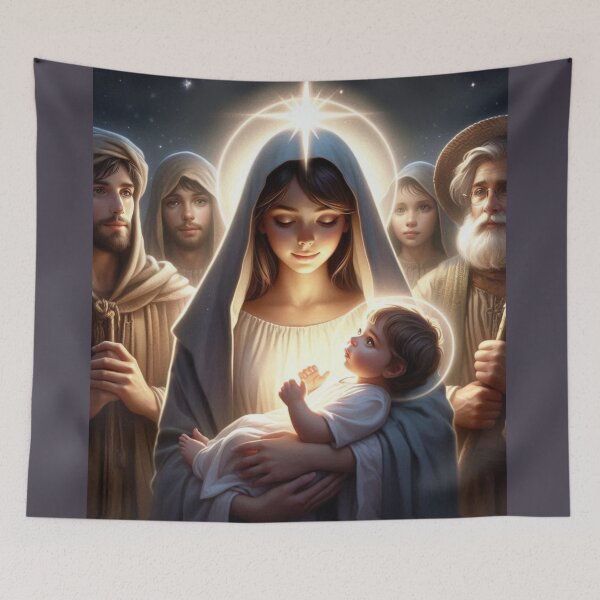 Artikelvorschau, Advent, Weihnachten, Jungfrau Maria mit dem Jesuskind und Hirten entworfen und verkauft von JaroDesign2023.