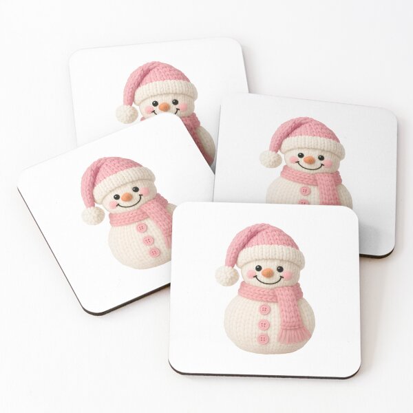 Item preview, Chunky Knit Snowman with Hat and Pink Scarf | Cute Christmas Design designed and sold by Polarisofficial.