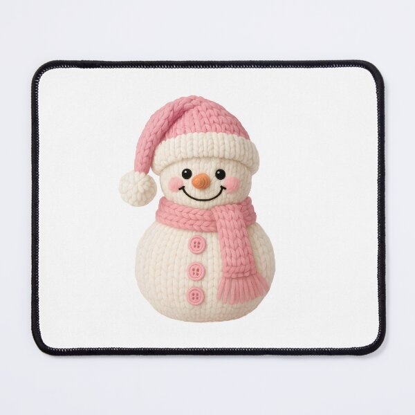 Item preview, Chunky Knit Snowman with Hat and Pink Scarf | Cute Christmas Design designed and sold by Polarisofficial.