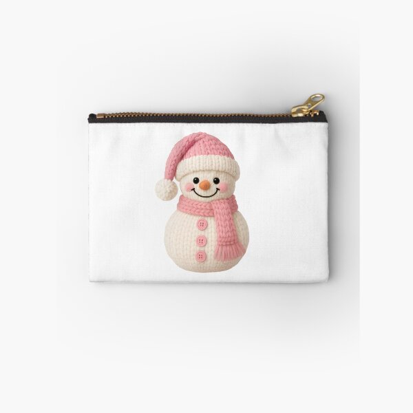 Item preview, Chunky Knit Snowman with Hat and Pink Scarf | Cute Christmas Design designed and sold by Polarisofficial.