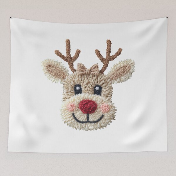Item preview, Pom-Pom Reindeer with Bow and Red Nose | Cute Christmas Tassel Design designed and sold by Polarisofficial.