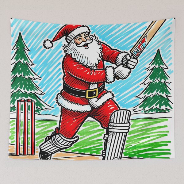 Item preview, Santa playing cricket.   designed and sold by Nomad-Maynard.