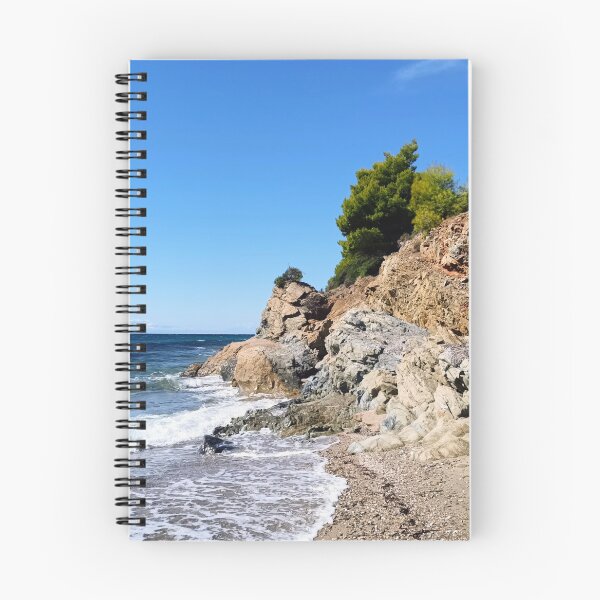 Item preview, Rocky Aegean coast with breaking waves designed and sold by TheArtofHeart.
