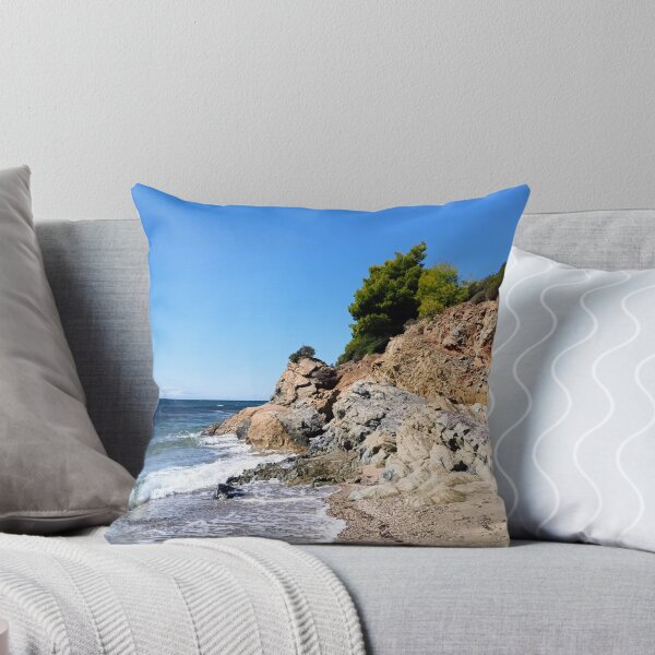 Item preview, Rocky Aegean coast with breaking waves designed and sold by TheArtofHeart.
