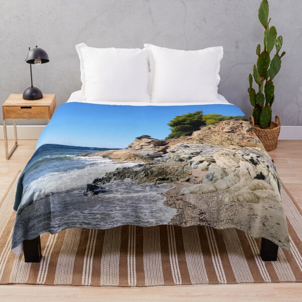Item preview, Rocky Aegean coast with breaking waves designed and sold by TheArtofHeart.