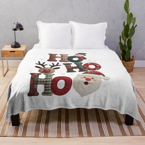 Item preview, HO HO HO Christmas Collage with Appliques and Textiles | Fabric and Reindeer Design designed and sold by Polarisofficial.