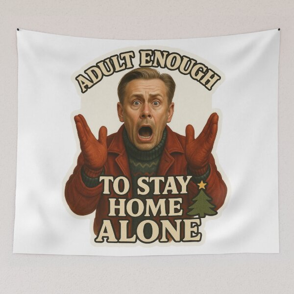 Item preview, Realistic Sticker – Adult Enough to Stay Home Alone – Christmas Humor designed and sold by NorthernDk_art .