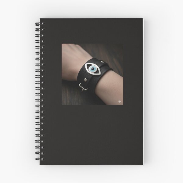 Artikelvorschau, Evil Eye Leather Bracelet – Protective Amulet Aesthetic Art entworfen und verkauft von RZandRaiDesigns.