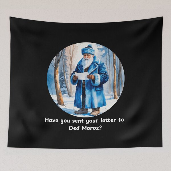 Item preview, Have You Sent Your Letter to Ded Moroz? – Russian Christmas Winter Holiday Art - BLACK designed and sold by PAPIRO SIGLO XXI.