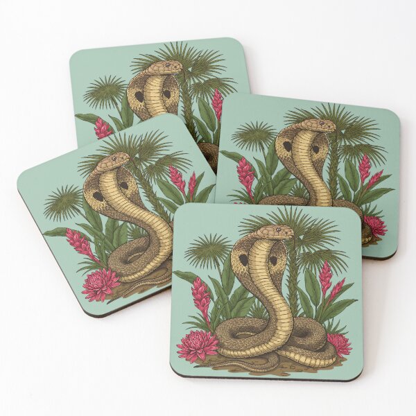 Item preview, King Cobra Snake with Red Ginger Flowers designed and sold by BirdsnStuff.
