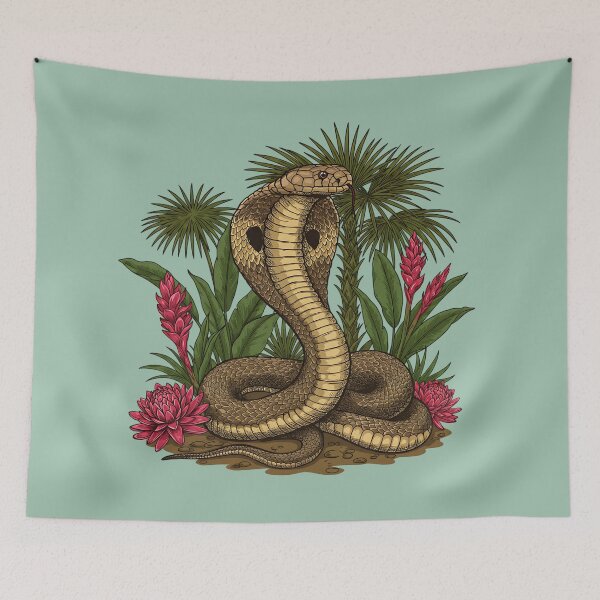 Item preview, King Cobra Snake with Red Ginger Flowers designed and sold by BirdsnStuff.