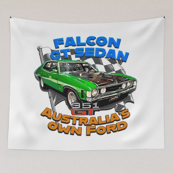Item preview, Classic Green Aussie Falcon GT Sedan – Cartoon Style Muscle Car Art designed and sold by Michael van der Hoorn.