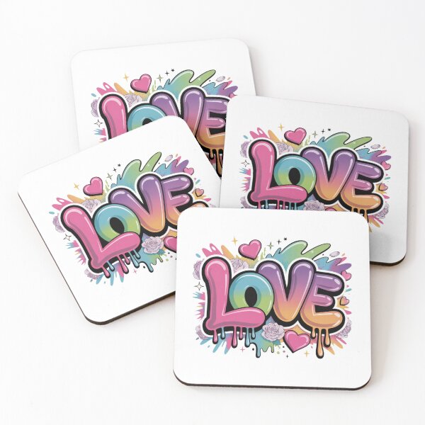 Item preview, LOVE Graffiti Drip Typography Shirt – Rainbow Gradient Hearts & Roses Romantic Street Art for Valentine’s Day designed and sold by GemBob Creations.