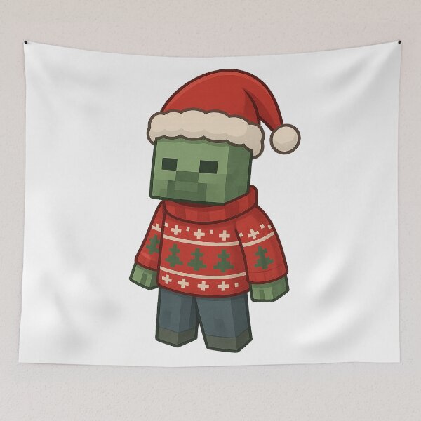 Item preview, Zombie Creeper Santa Claus, Minecraft Style! Blocky, Jolly & Ready for Christmas designed and sold by DibujandoPorfa.