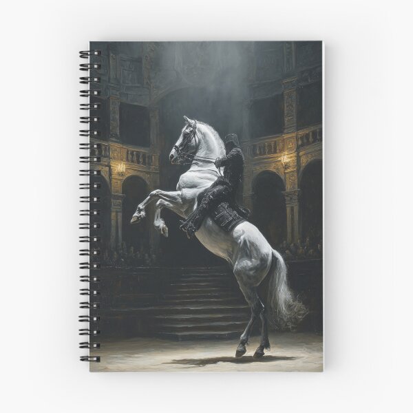 Item preview, A dramatic scene of a Lipizzaner horse performing a levade in an ancient, candle-lit arena Horses in Motion designed and sold by CDC40.