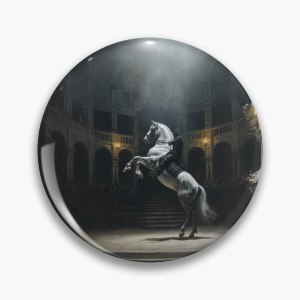 Item preview, A dramatic scene of a Lipizzaner horse performing a levade in an ancient, candle-lit arena Horses in Motion designed and sold by CDC40.