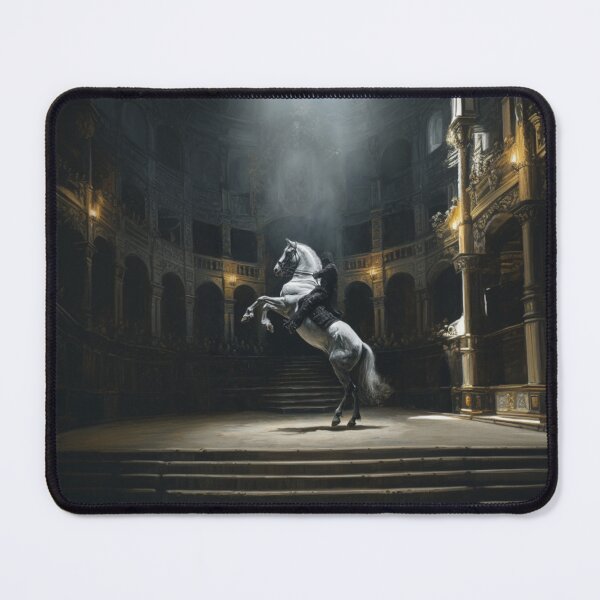 Item preview, A dramatic scene of a Lipizzaner horse performing a levade in an ancient, candle-lit arena Horses in Motion designed and sold by CDC40.