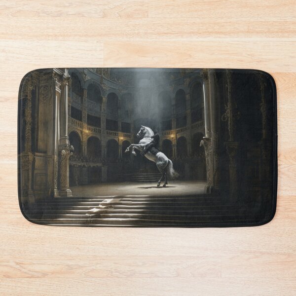 Item preview, A dramatic scene of a Lipizzaner horse performing a levade in an ancient, candle-lit arena Horses in Motion designed and sold by CDC40.
