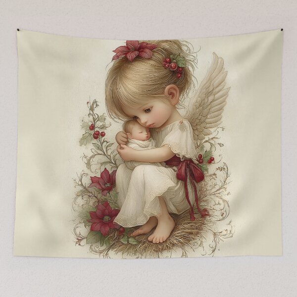 Item preview, Vintage Angel with Baby Jesus designed and sold by Eclectic Monkey.