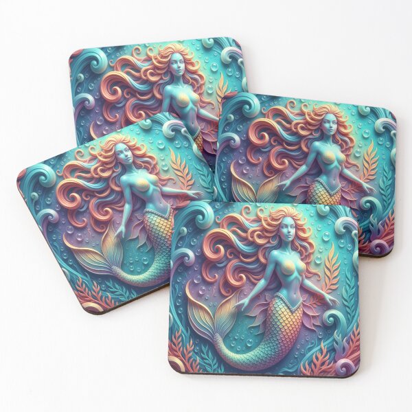 Item preview, 3D Carved Multi-Color Mermaid Art | Vibrant Fantasy Ocean Design for Prints, Decor & Accessories designed and sold by Digital Hany Store.