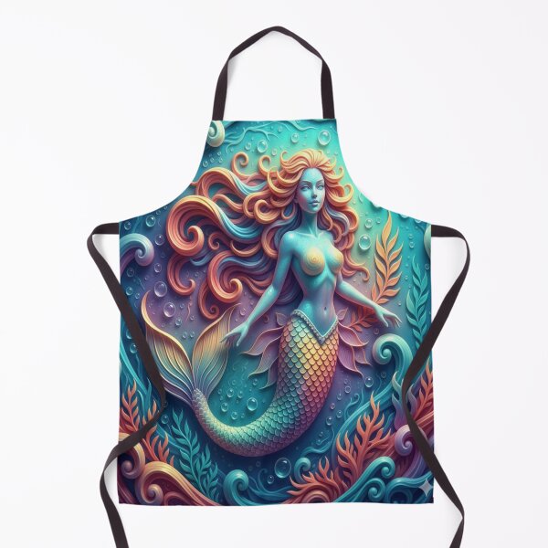 Item preview, 3D Carved Multi-Color Mermaid Art | Vibrant Fantasy Ocean Design for Prints, Decor & Accessories designed and sold by Golden Touch Prints.