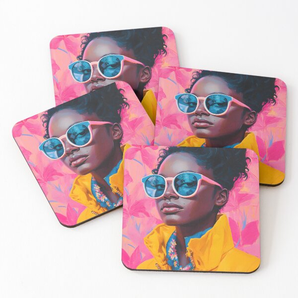 Item preview, Vibrant Fashion Portrait with Blue Sunglasses designed and sold by daila70.