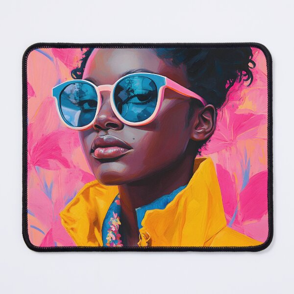 Item preview, Vibrant Fashion Portrait with Blue Sunglasses designed and sold by daila70.