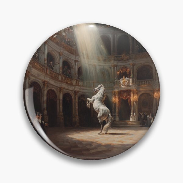 Item preview, A dramatic scene of a Lipizzaner horse performing a levade in an ancient, candle-lit arena Horses in Motion designed and sold by CDC40.