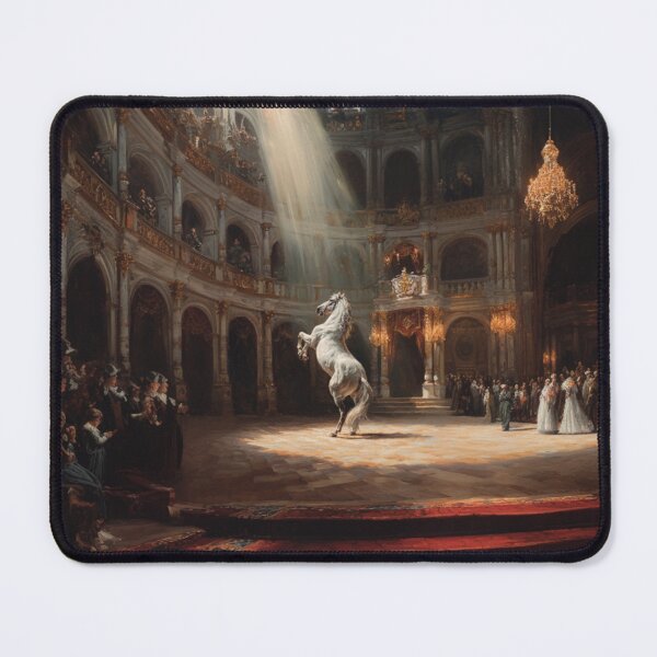 Item preview, A dramatic scene of a Lipizzaner horse performing a levade in an ancient, candle-lit arena Horses in Motion designed and sold by CDC40.