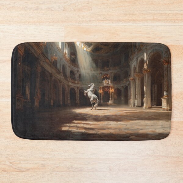 Item preview, A dramatic scene of a Lipizzaner horse performing a levade in an ancient, candle-lit arena Horses in Motion designed and sold by CDC40.