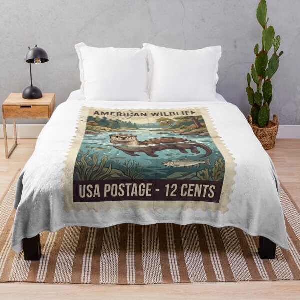 Artikelvorschau, Vintage-Flussotter-Briefmarke im Retro-Stil entworfen und verkauft von EverBranz-stor.