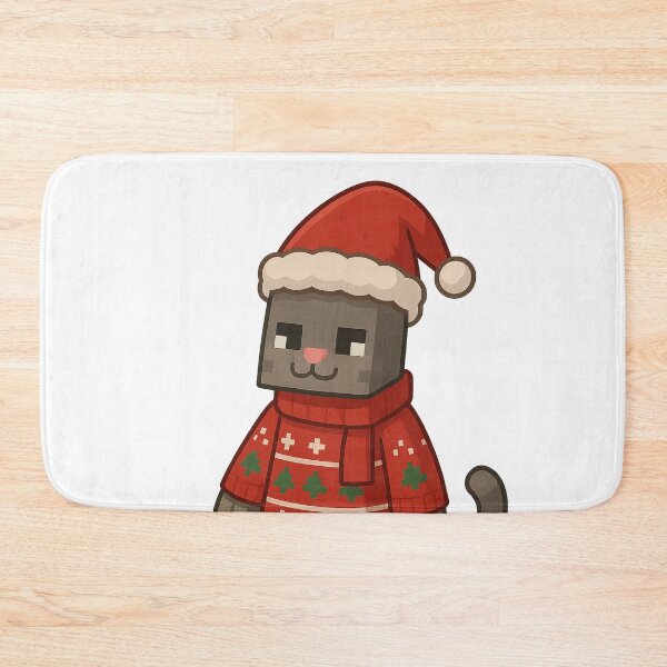 Item preview, Cat Santa Claus, Minecraft Style! Blocky, Jolly & Ready for Christmas designed and sold by DibujandoPorfa.
