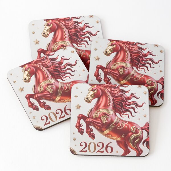 Item preview, Rearing Red Gold Fire Horse – Shiny Starry Sculpture Style designed and sold by EmeraldeaDesign.