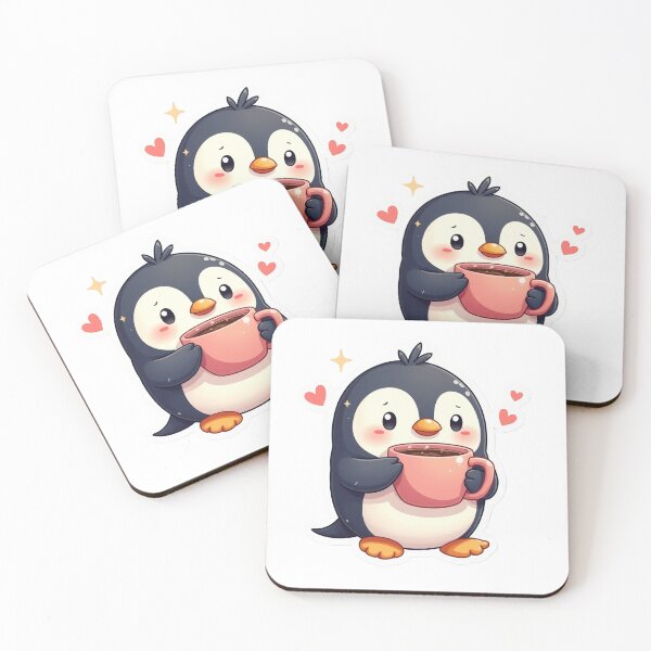 Item preview, Cute Kawaii Penguin with Coffee – Adorable Chibi Animal Sticker designed and sold by LindaHorny.