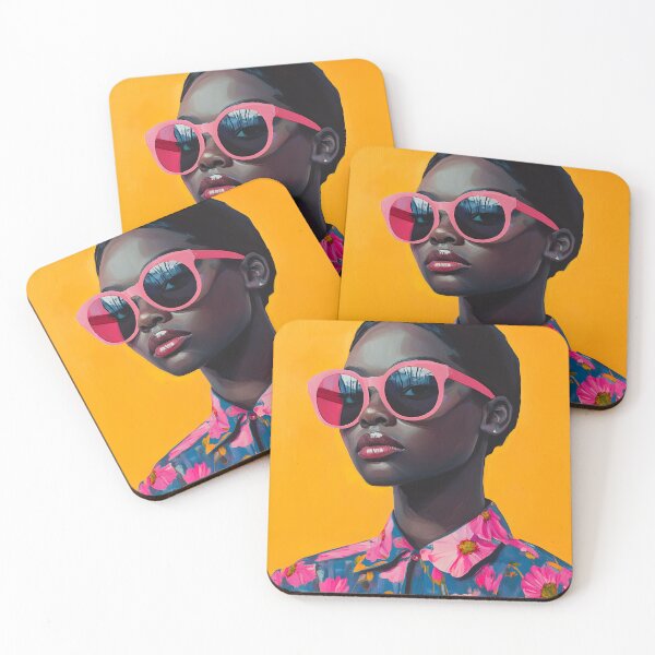 Item preview, Confident Woman Portrait with Bright Pink Sunglasses designed and sold by daila70.